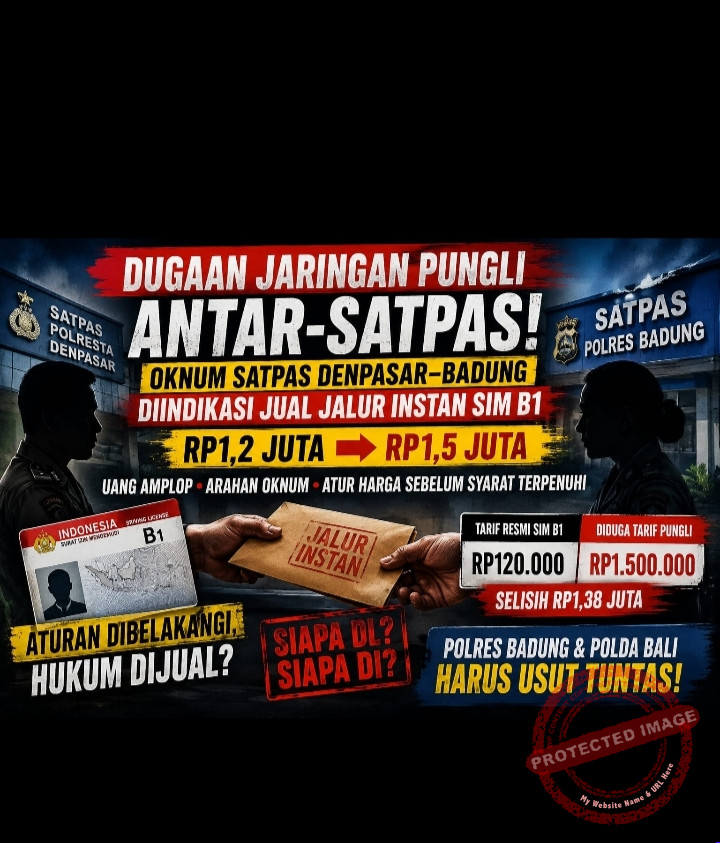 Dugaan Jaringan Pungli Antar-Satpas: Oknum Satpas Denpasar–Badung Diindikasi Jual Jalur Instan SIM B1